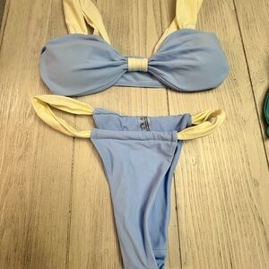 Light Blue and Pale Yellow Two-Piece Bikini